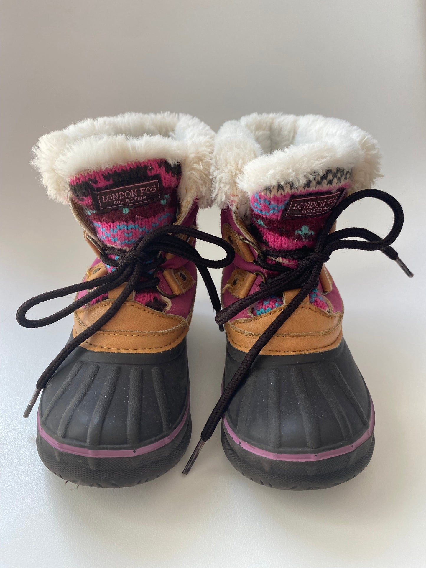 #117- London Fog Pink Duck Boots, Girls 8C, VGUC
