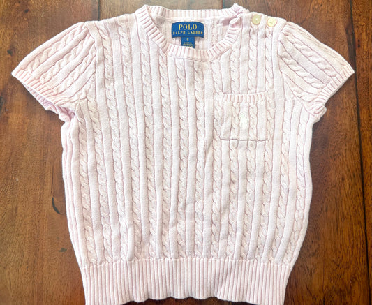 #66 5 Polo Ralph Lauren pale pink short-sleeve sweater, VGUC