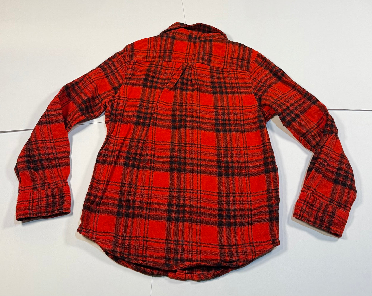 #180 Boys Medium 8 Cat & Jack Flannel Bundle - Red and Black Plaid & Yellow and Navy Plaid Flannel