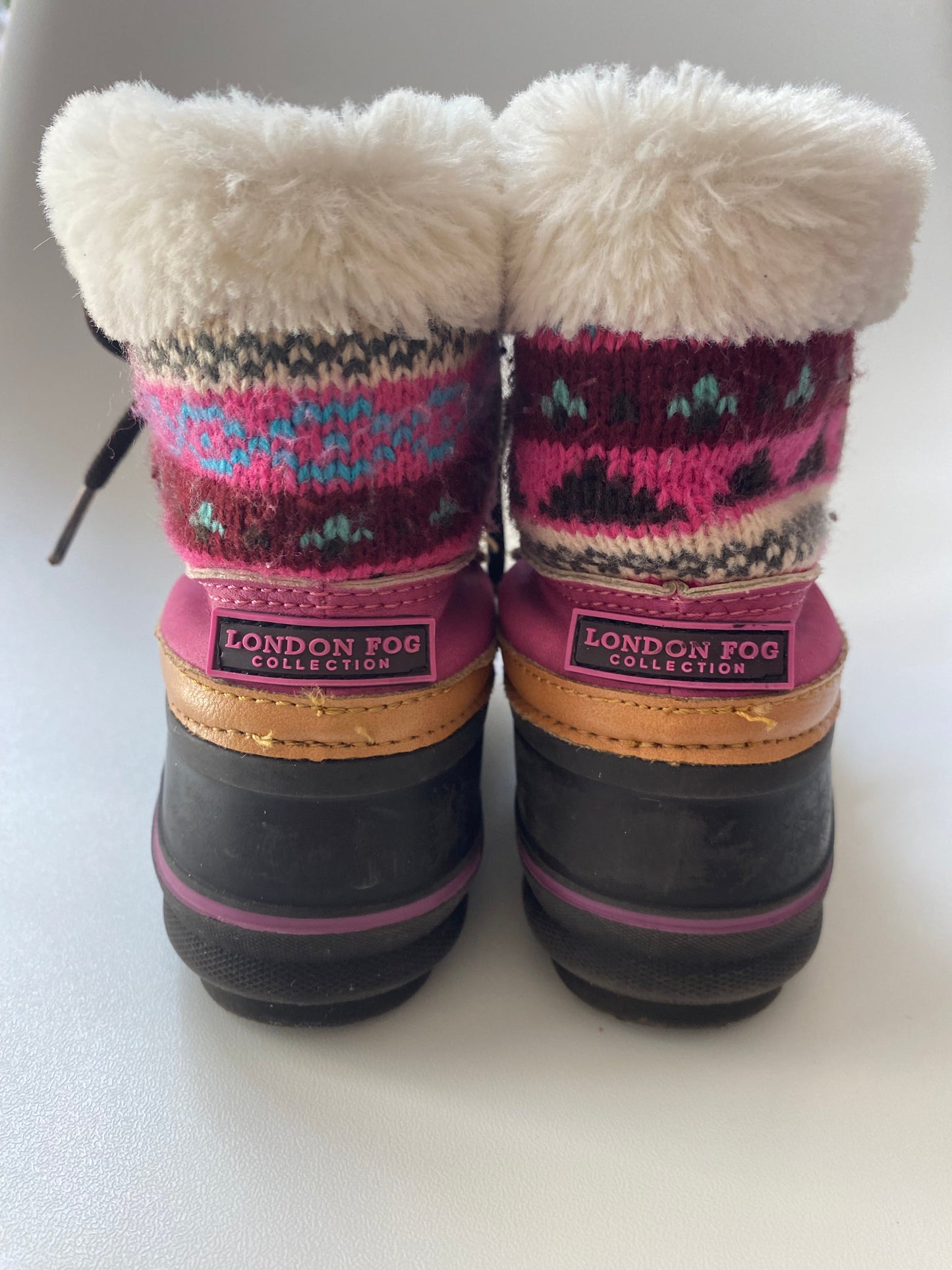 #117- London Fog Pink Duck Boots, Girls 8C, VGUC