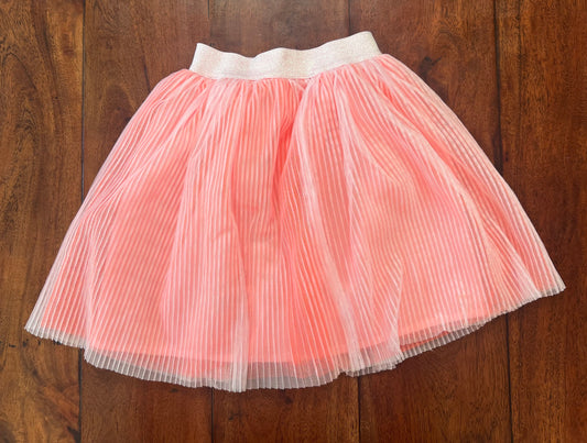 #66 Girls 18mo Cat & Jack tutu skirt (longer-length) glitter waistband, neon orange with pale pink overlay, VGUC