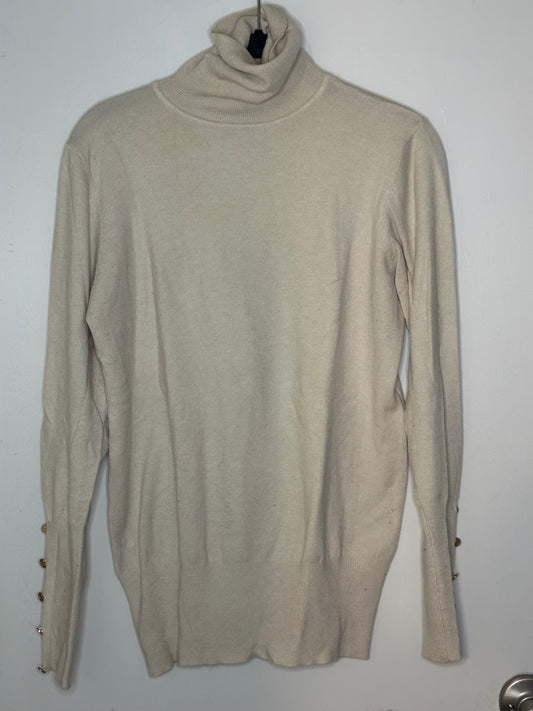 #186 Lola Cream Sweater with Gold Buttons on Sleeve - Women's S - EUC