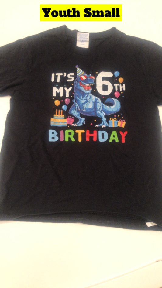 Boy 6 Birthday T-shirt with dinosaur