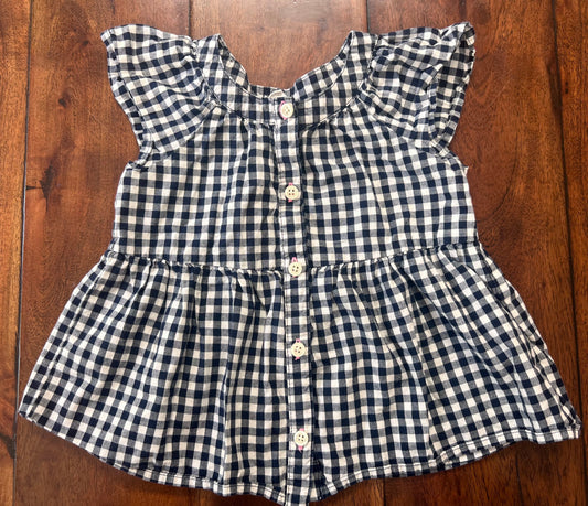 #66 4t girls Baby Gap navy/white gingham button-down top, VGUC