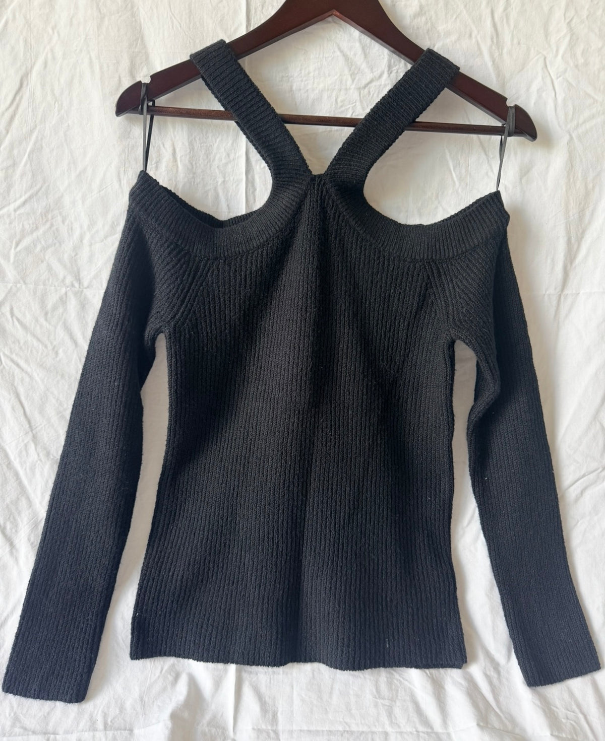 #143 1.State black open shoulder sweater women’s size small