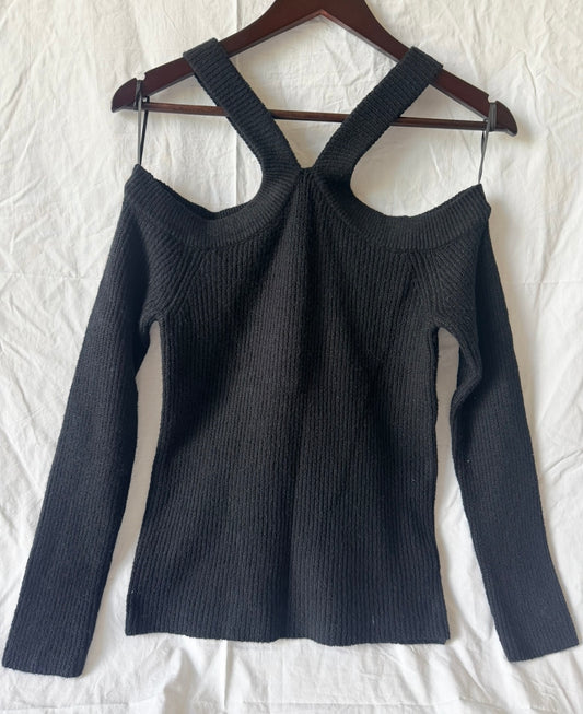 #143 1.State black open shoulder sweater women’s size small