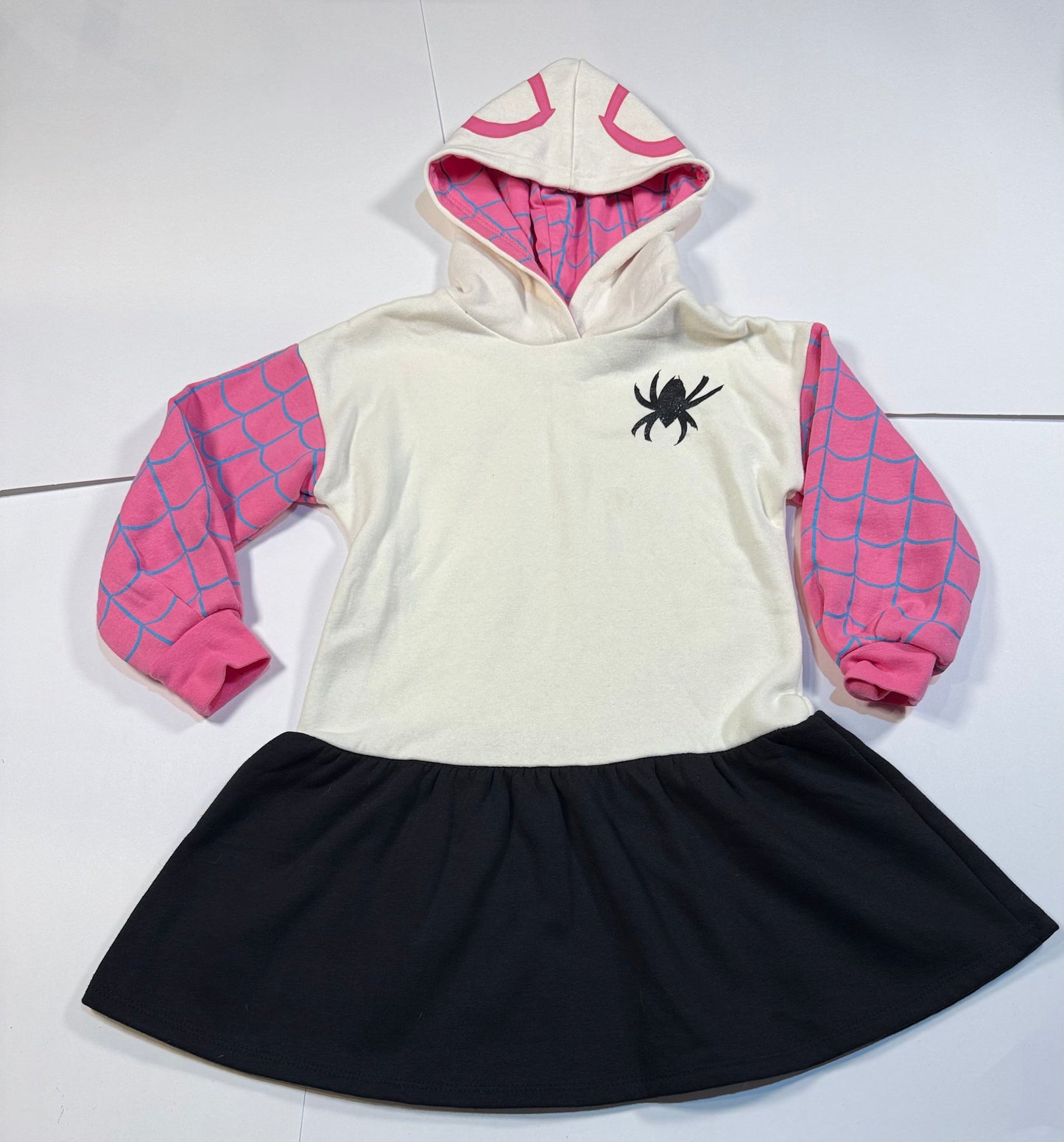 #180 Girls 5 Spiderverse Pink Spider Gwen Skater Sweatshirt Dress