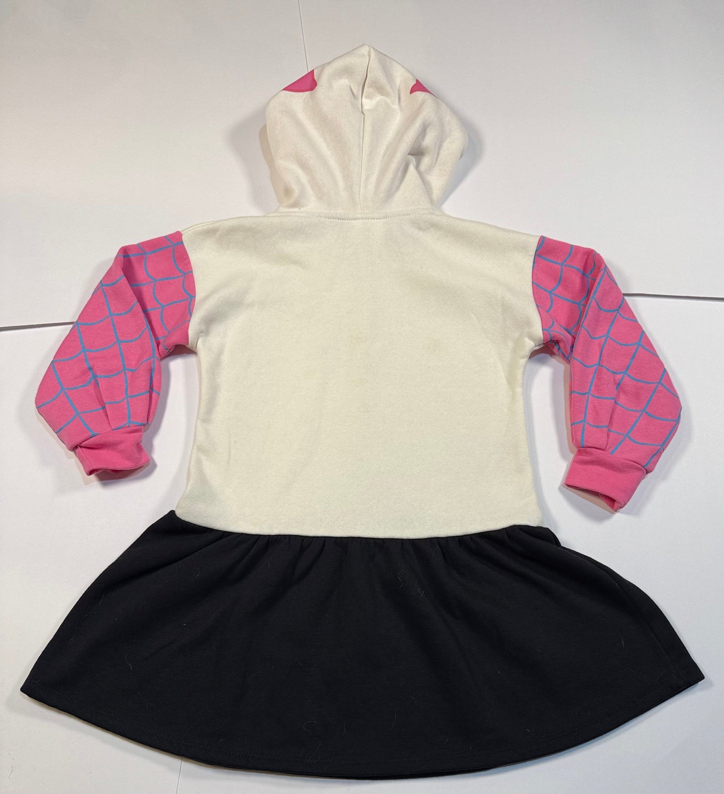#180 Girls 5 Spiderverse Pink Spider Gwen Skater Sweatshirt Dress