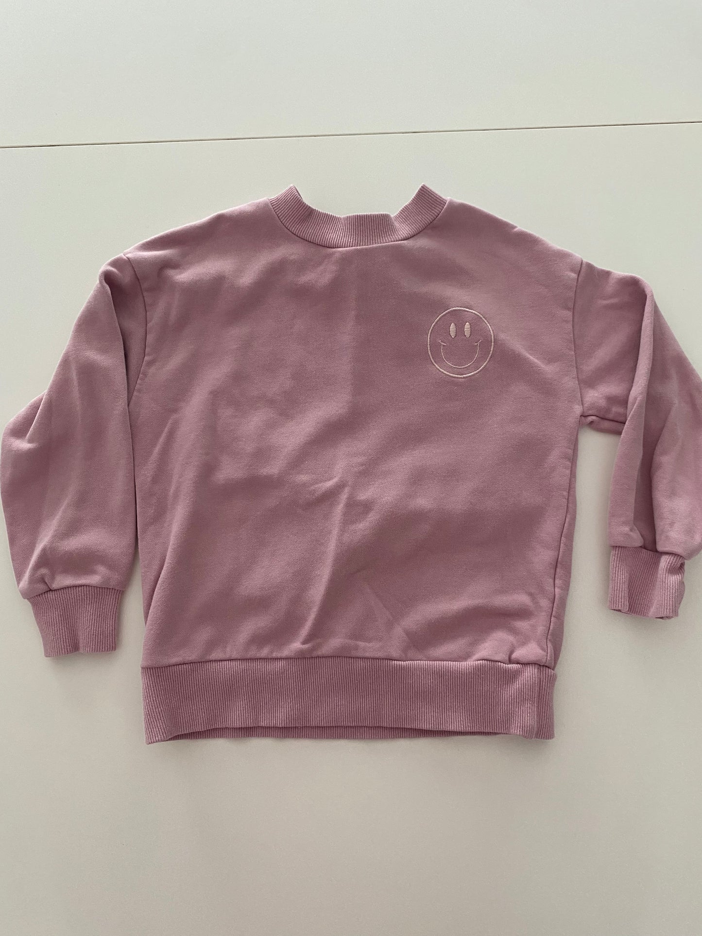 #117- Girls 4T, Orcas Lucille dusty pink smiley face sweatshirt, VGUC