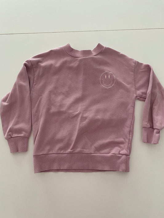 #117- Girls 4T, Orcas Lucille dusty pink smiley face sweatshirt, VGUC