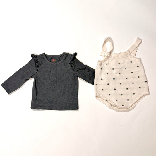 #87 Cat & Jack 6-9 Month Girls Baby Shirt And Romper.