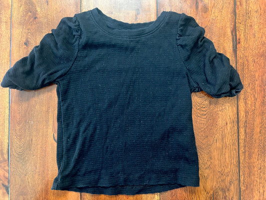 #66 girls 5T/XS back waffle-knit top with gathered sleeves
