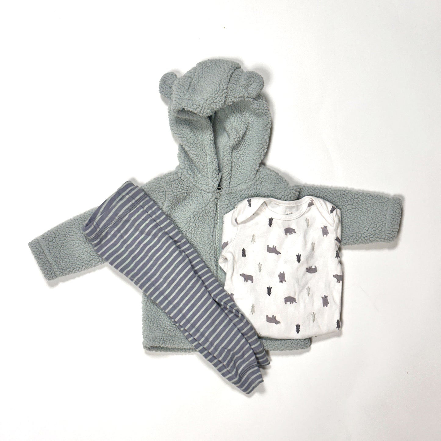 #87 Carters Gender Neutral Outfit, 12 month, Shirt, Pants & Hoodie