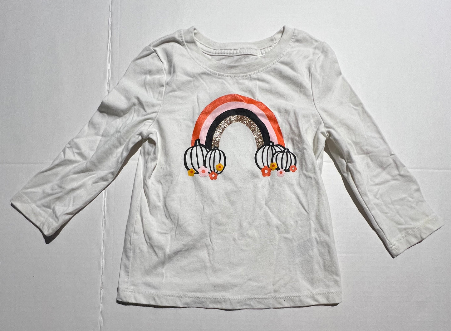 #98 Girls 2T Pumpkin Rainbow Shirt