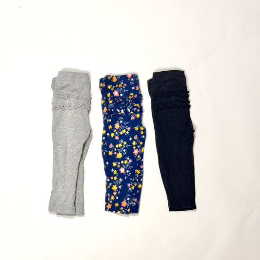 #87 carters girls 3 pack leggings, ruffles, 9 month