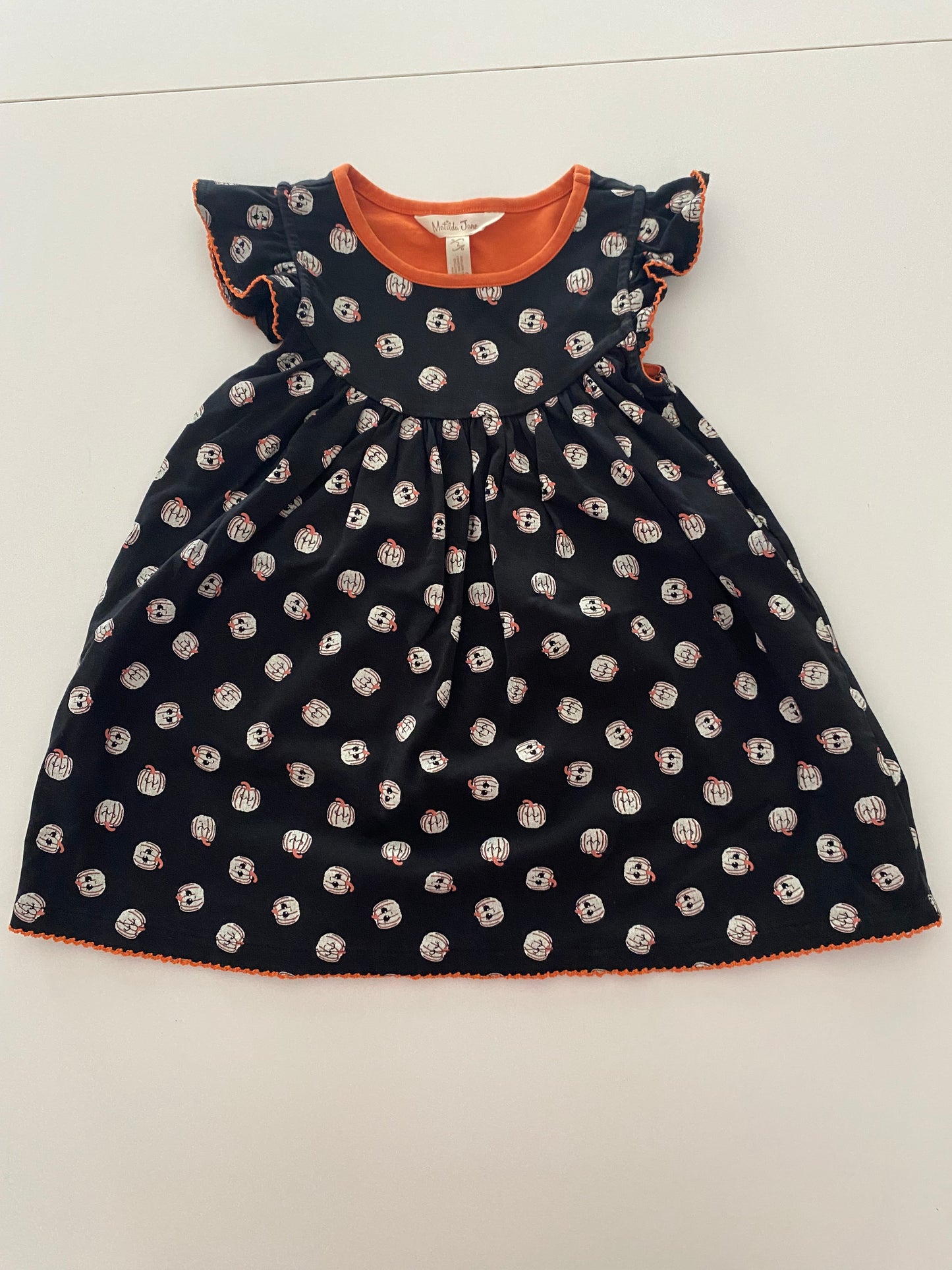 #117- Girls 2T, Matilda Jane Black Pumpkin Dress, EUC