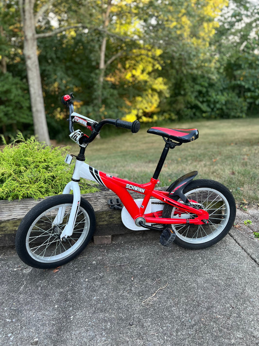 Seller #115 - REDUCED Schwinn Red & White 16” Youth Bike with Bell, GUC
