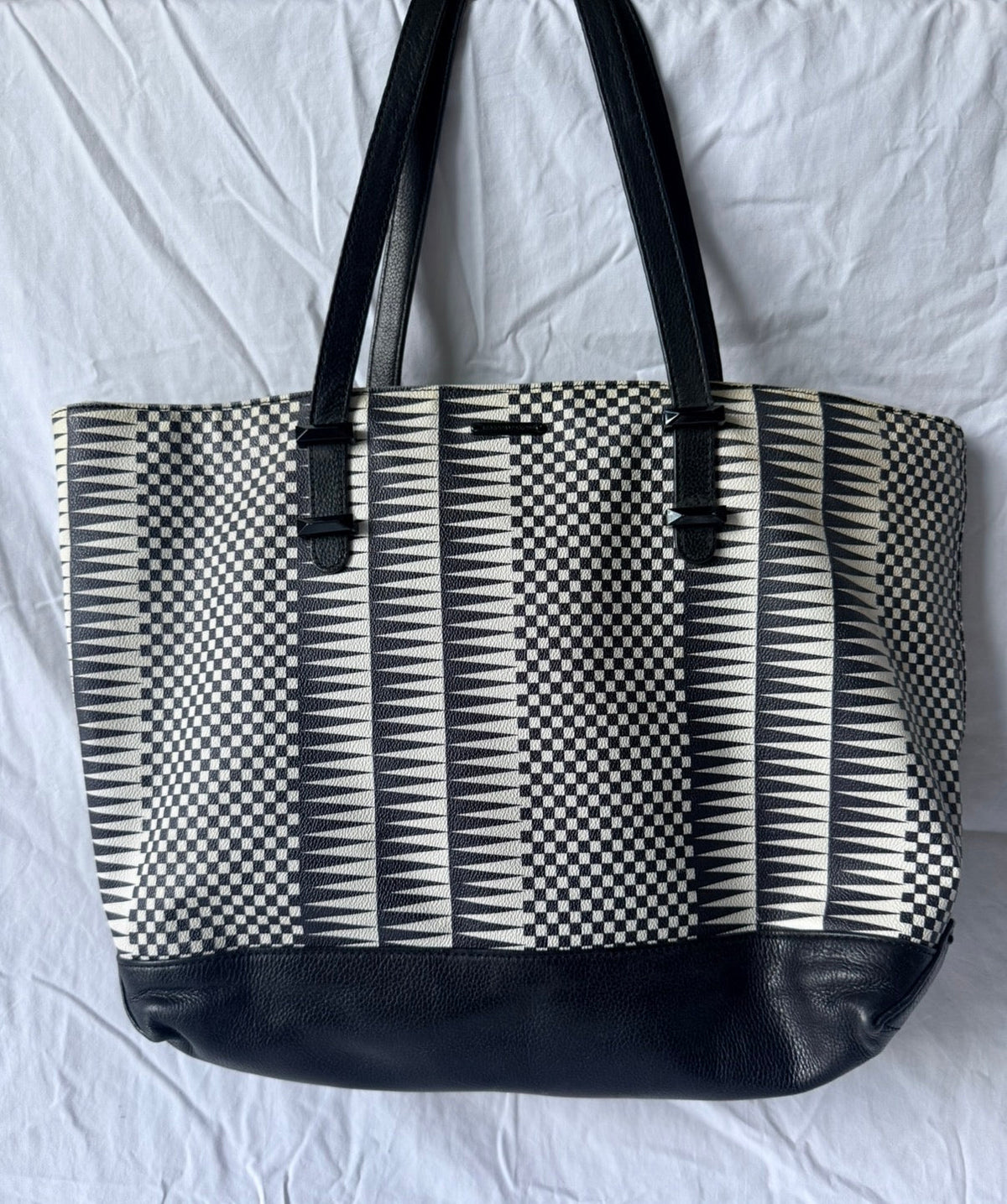 #143 Rebecca Minkoff leather shoulder bag In blue/cream print
