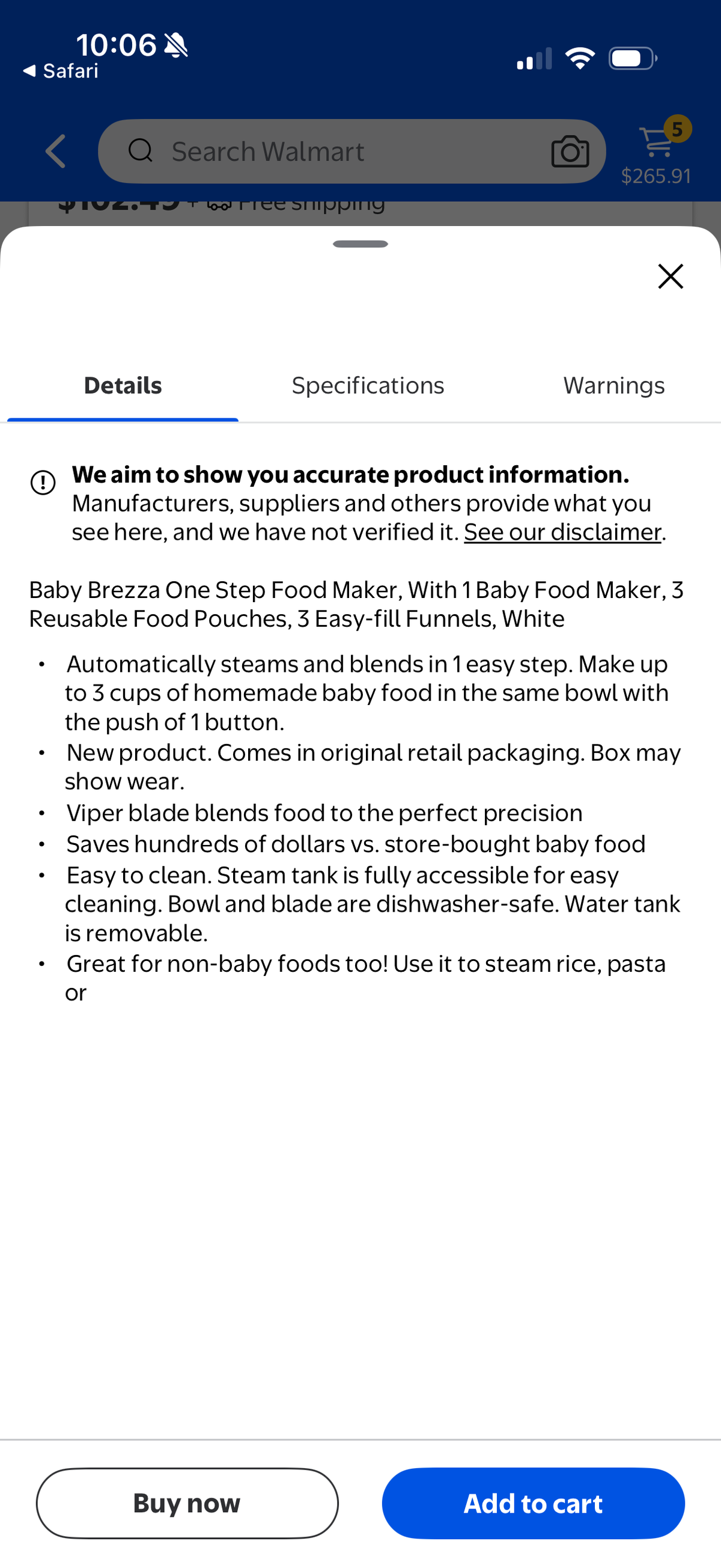 #117, Baby Breeza one step food maker/baby purées, VGUC