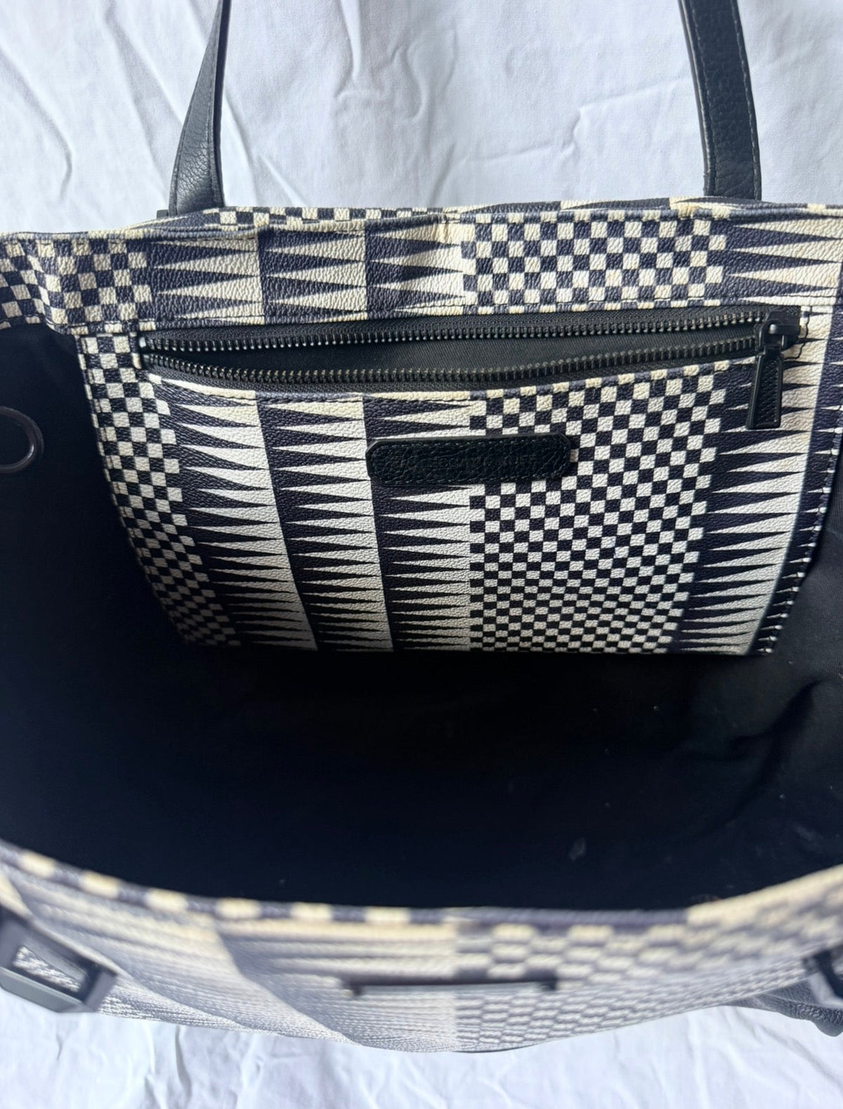 #143 Rebecca Minkoff leather shoulder bag In blue/cream print