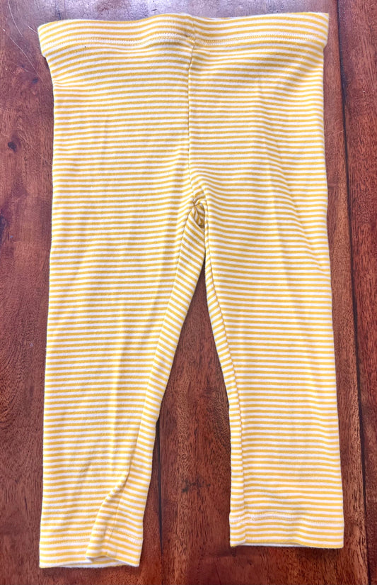 #66 girls 4T Tea collection cropped leggings (yellow/white stripe), VGUC