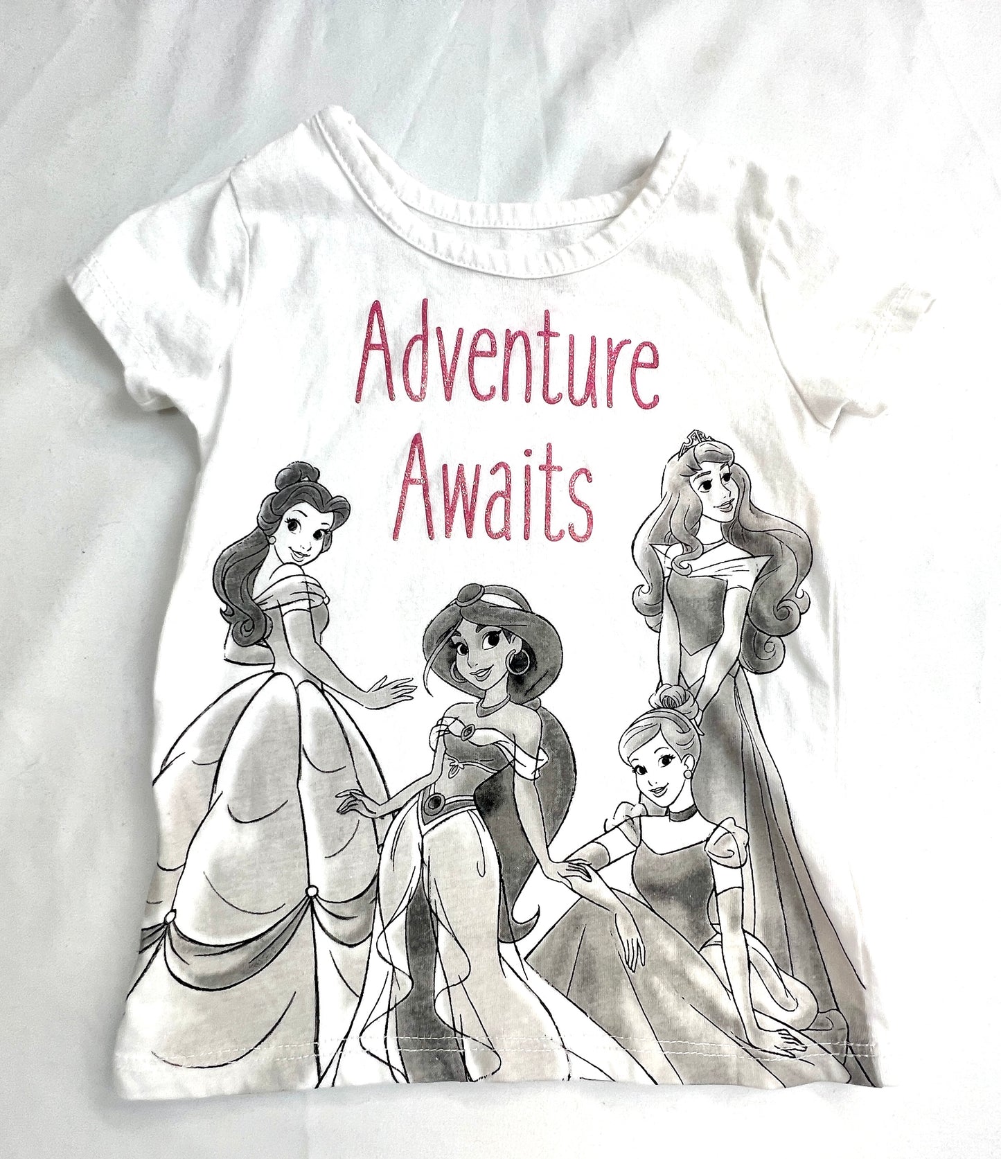 Girl 2T Disney Short Sleeve Tee Shirt Princesses Adventure Awaits VGUC
