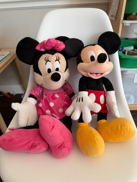 #117, Disney’s Minnie & Mickey Mouse stuffed animals, large, VGUC