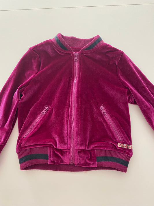 #117- Girls 2T, Hudson magenta velour track jacket, VGUC,*reduced*