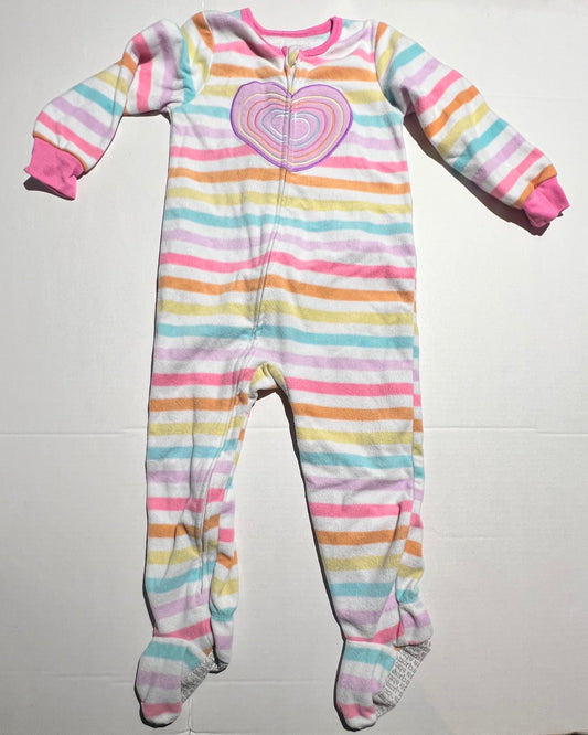 #98 Girls 3T Footie Heart Pjs