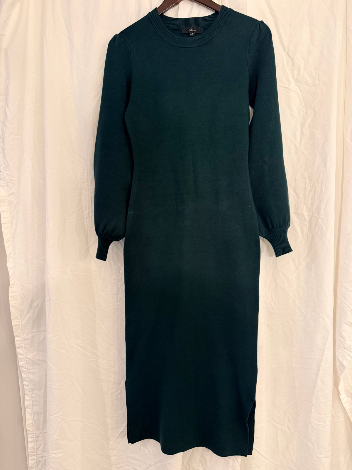 #143 Lulus sweater dress in emerald green, women’s size small (S)