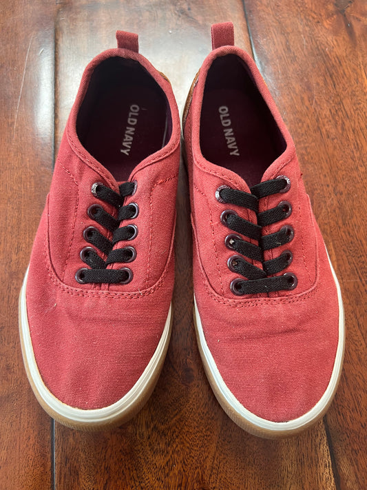 #66 1Y Old Navy burnt orange/maroon slip on dress shoes, VGUC