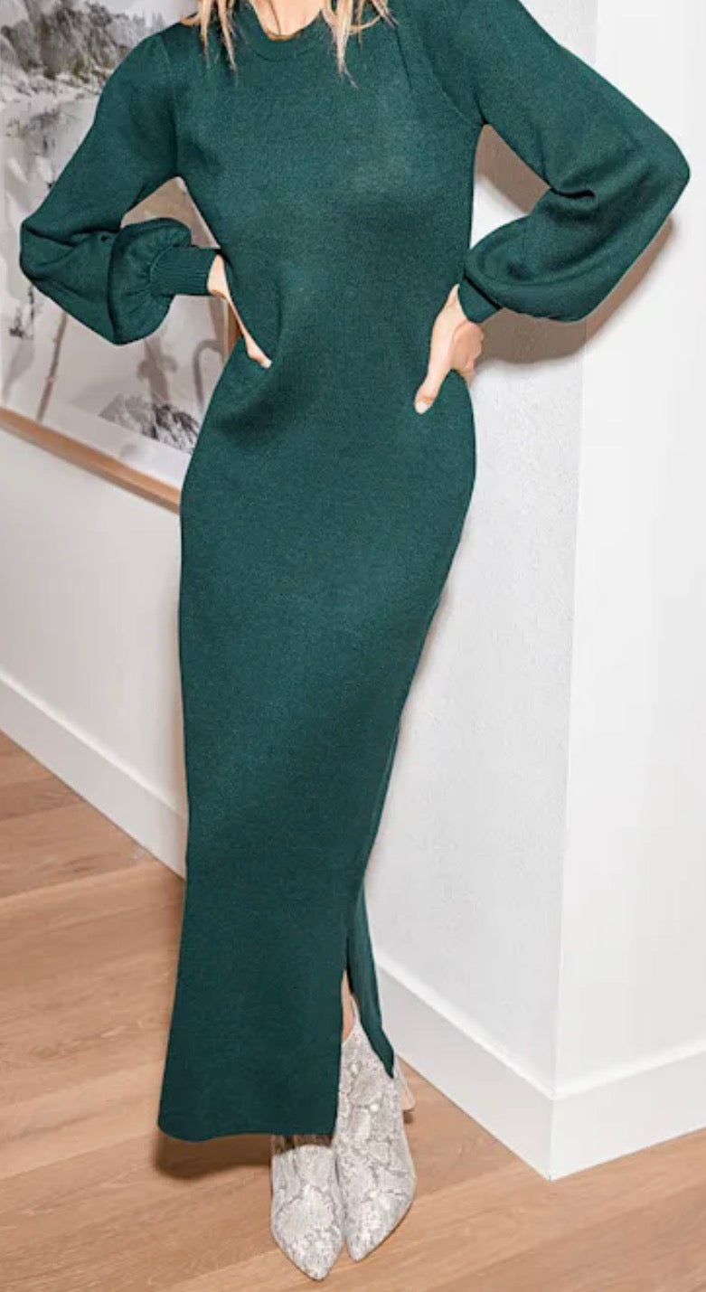 #143 Lulus sweater dress in emerald green, women’s size small (S)