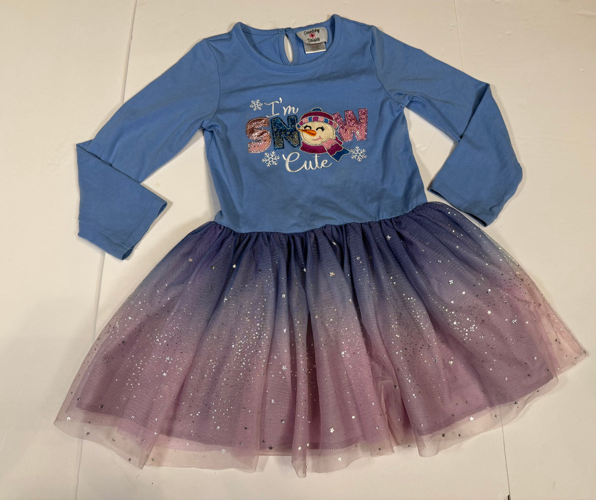 #141 Girls 6 Counting Daisies "I'm Snow Cute" Dress and Legging Set
