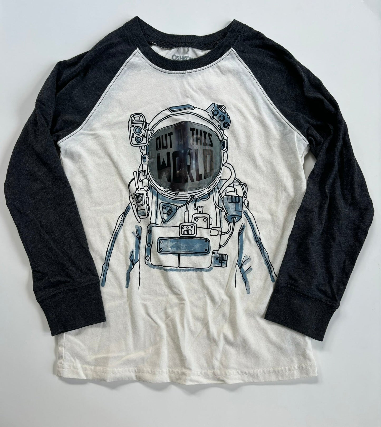 #101 OshKosh Astronaut Baseball Long Sleeve Shirt Boys Size 8