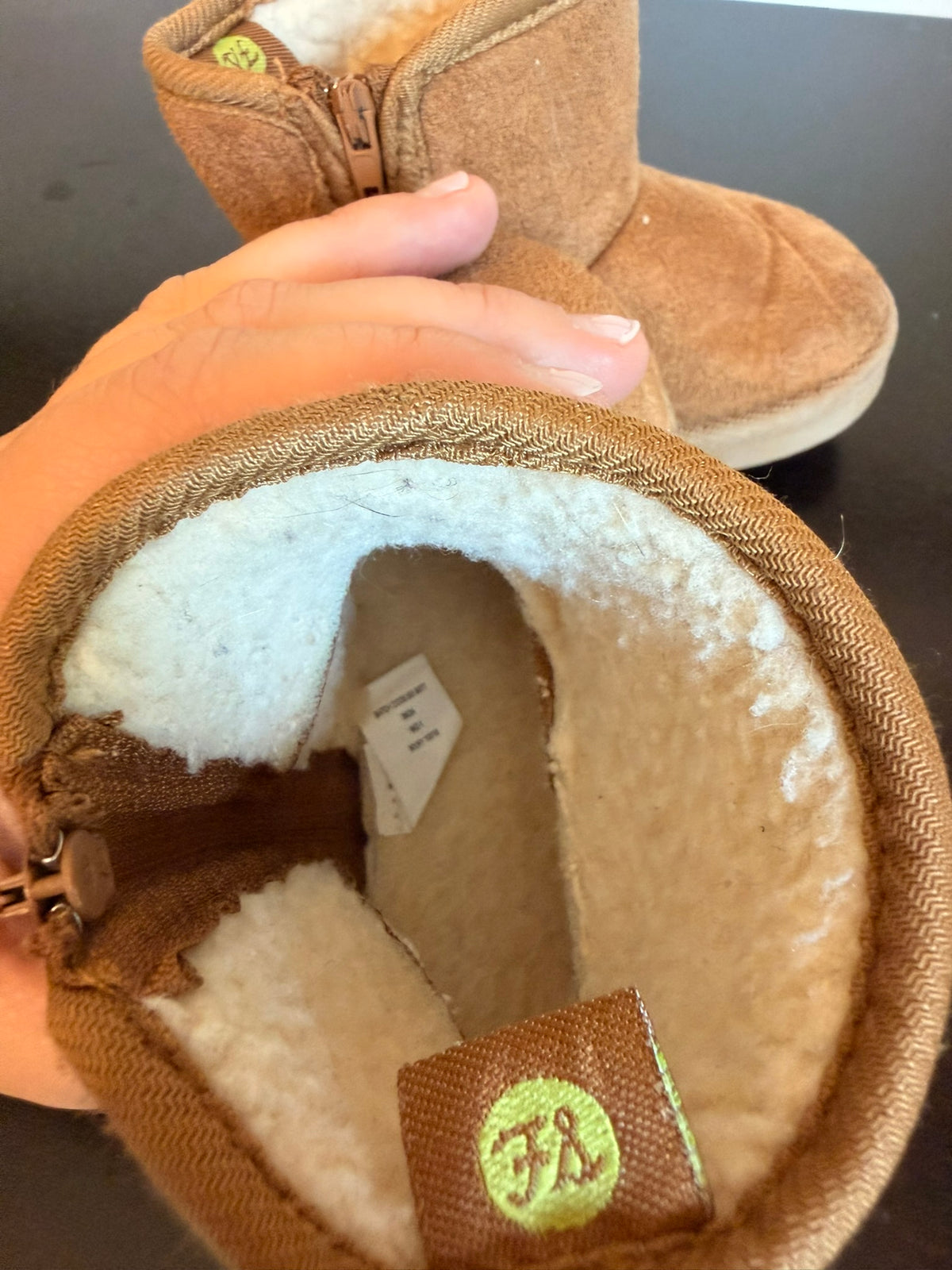 #85 First Steps Brown Lined Short Booties, Girls Shoes 4