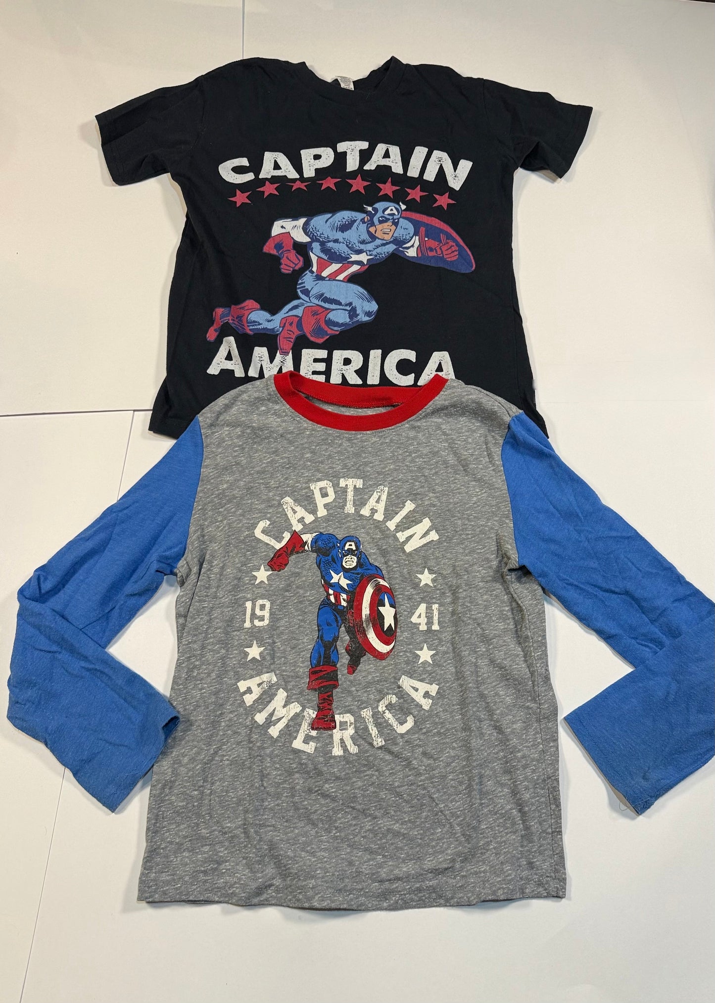 #180 Boys Captain America Bundle Short Sleeve Youth Medium Long Sleeve 7