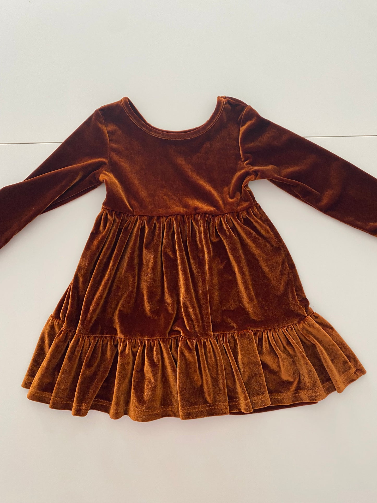 #117- Girls M, Boutique Burnt Orange Dress, VGUC