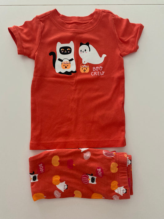 #117- Girls 2T, Old Navy Orange Ghost Pajamas, EUC