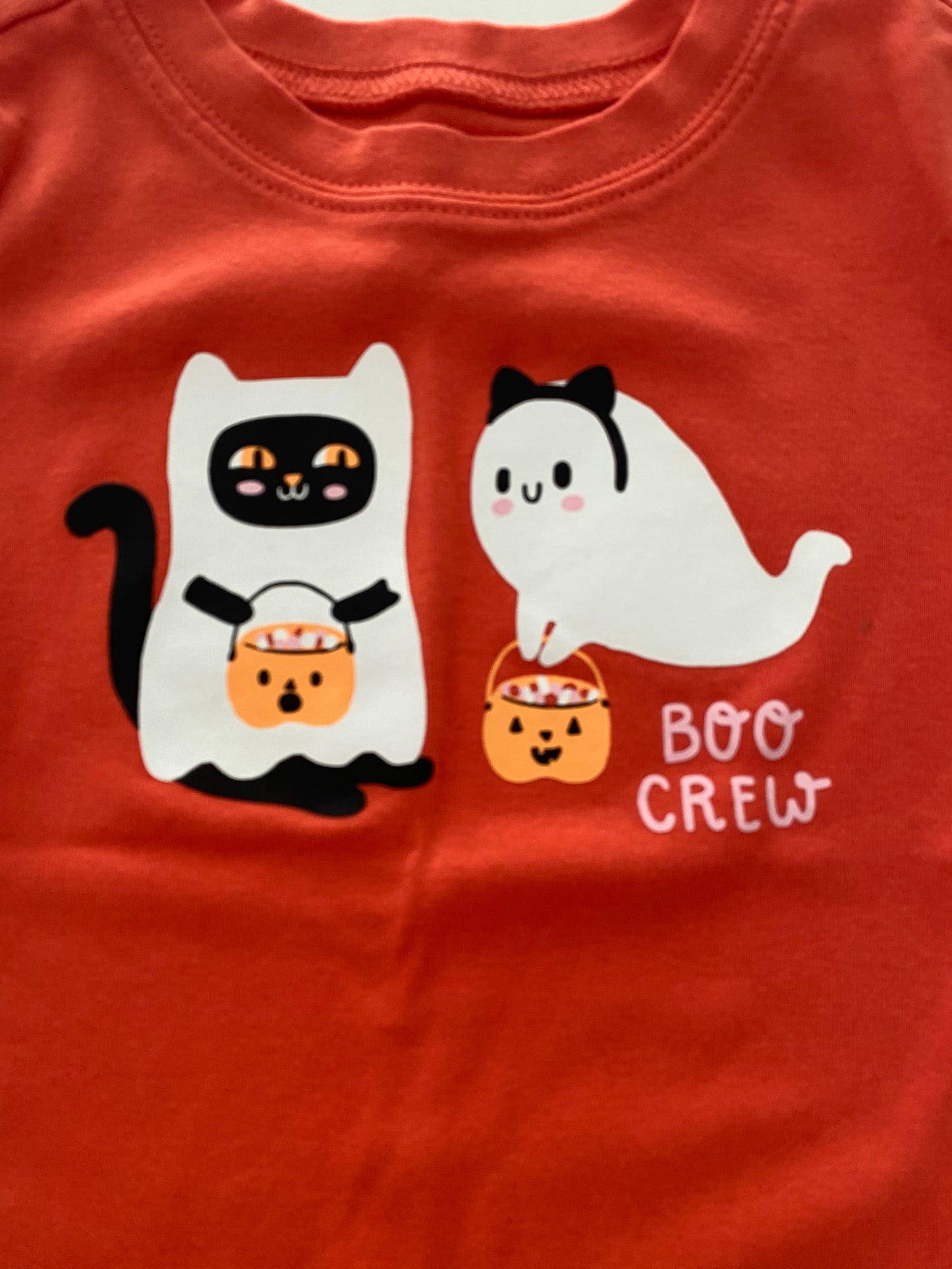 #117- Girls 2T, Old Navy Orange Ghost Pajamas, EUC