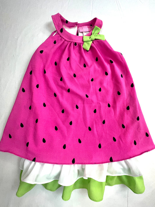 Girls 5 Watermelon Dress EUC Pink Green