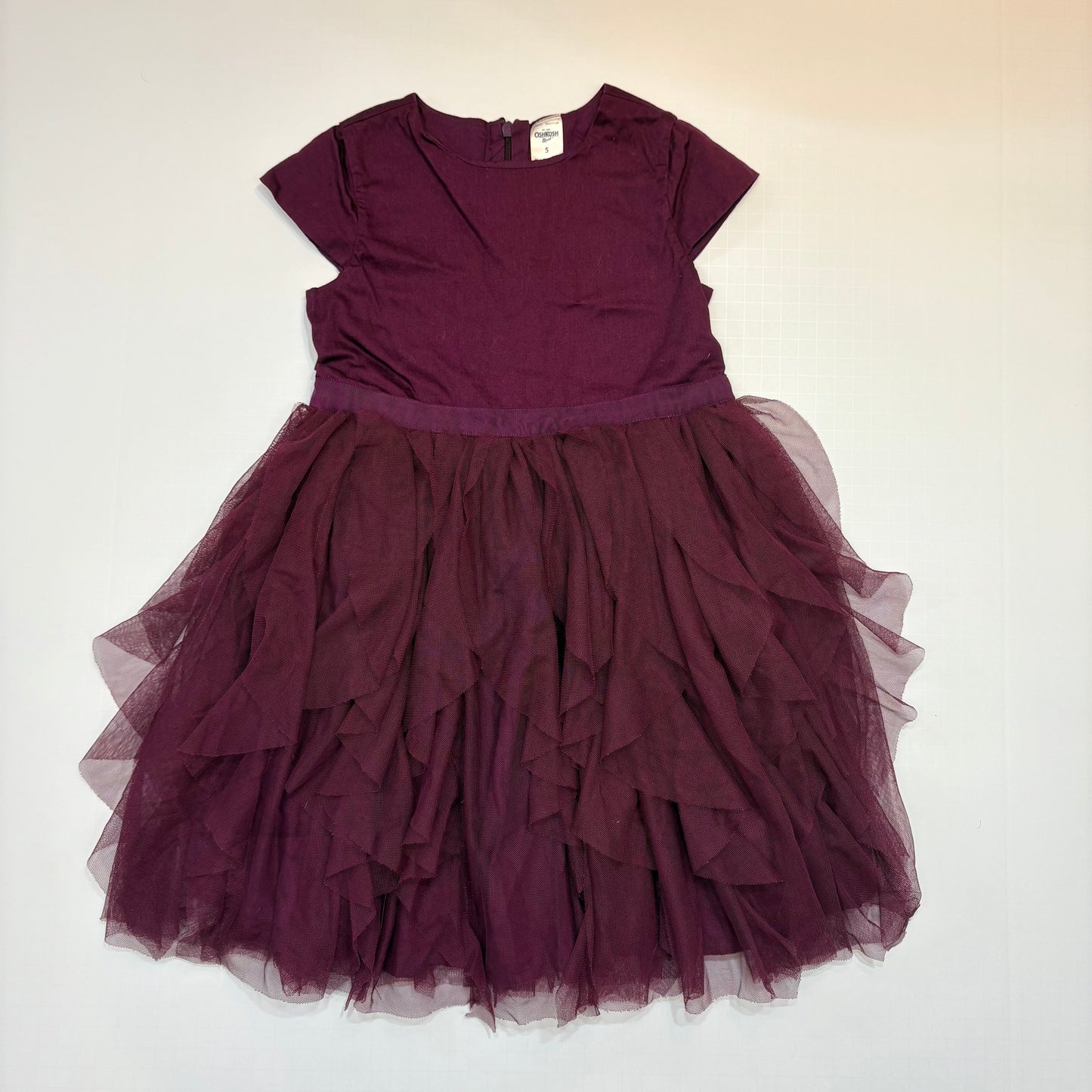Seller 189 Girls 5T OshKosh Plum Waterfall Tulle Dress EUC