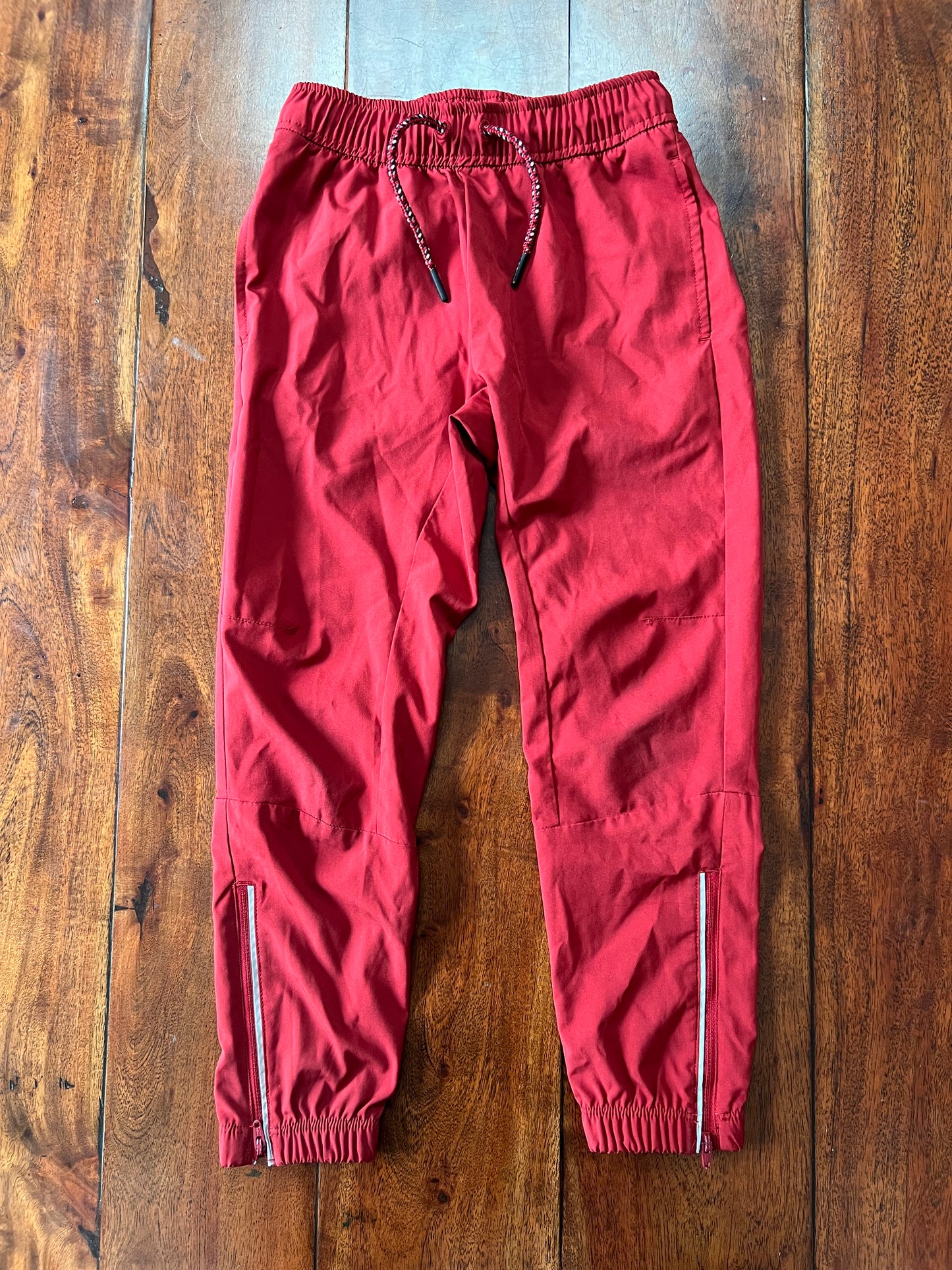 #66 6/7 Hanna maroon drawstring track pants with zip ankles, VGUC