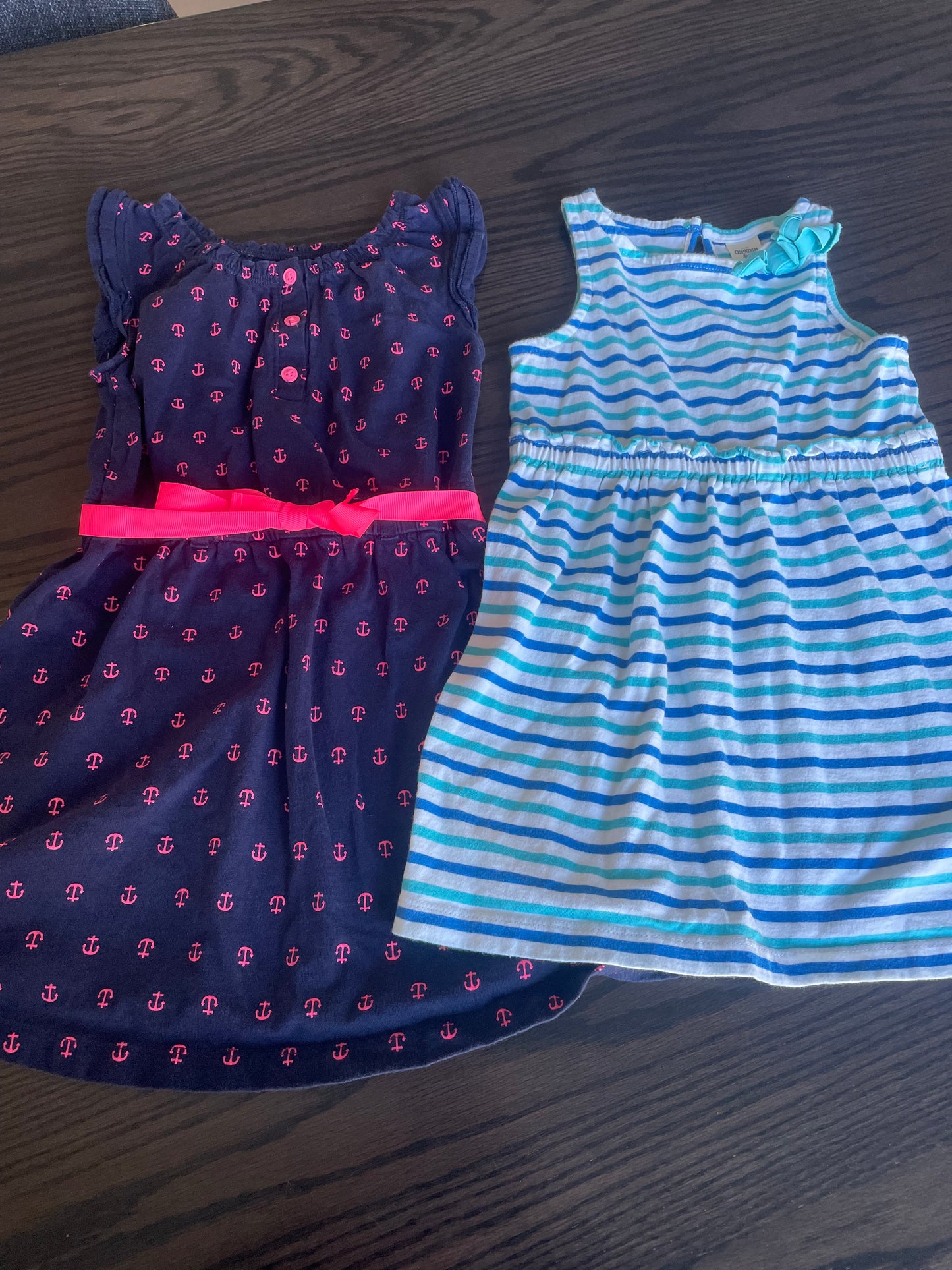 Dress Bundle - Girls Size 4T - Carters Anchor Dress & Osh Kosh Stripe Dress