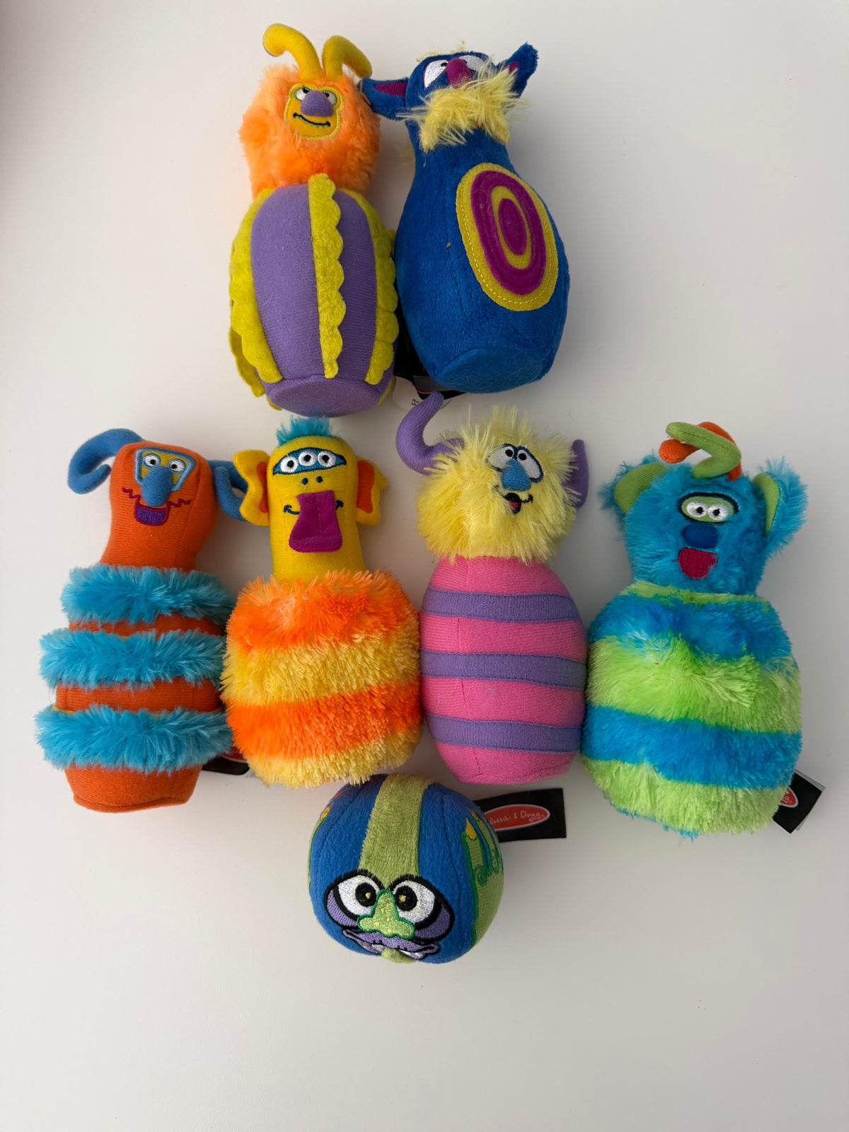 #117, Melissa & Doug plush monster bowling set, EUC