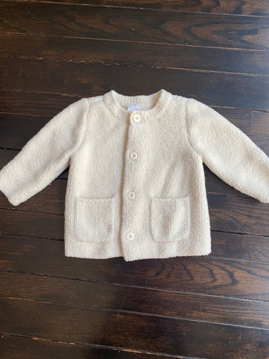 #117- Girls 24M, Hanna Andersson Cream Marshmallow button down cardigan sweater, VGUC