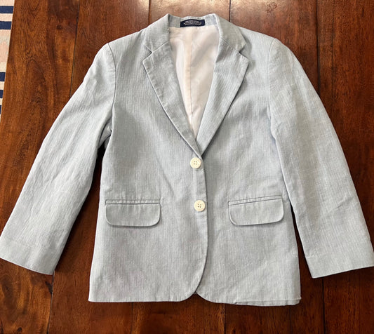#66 size 6 boys light blue Izod mini herringbone blazer, VGUC