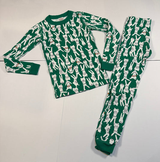 #180 Unisex Boy/Girl 130 (US 8) Hanna Andersson Green Bunny Pajamas ( 2 avaliable)