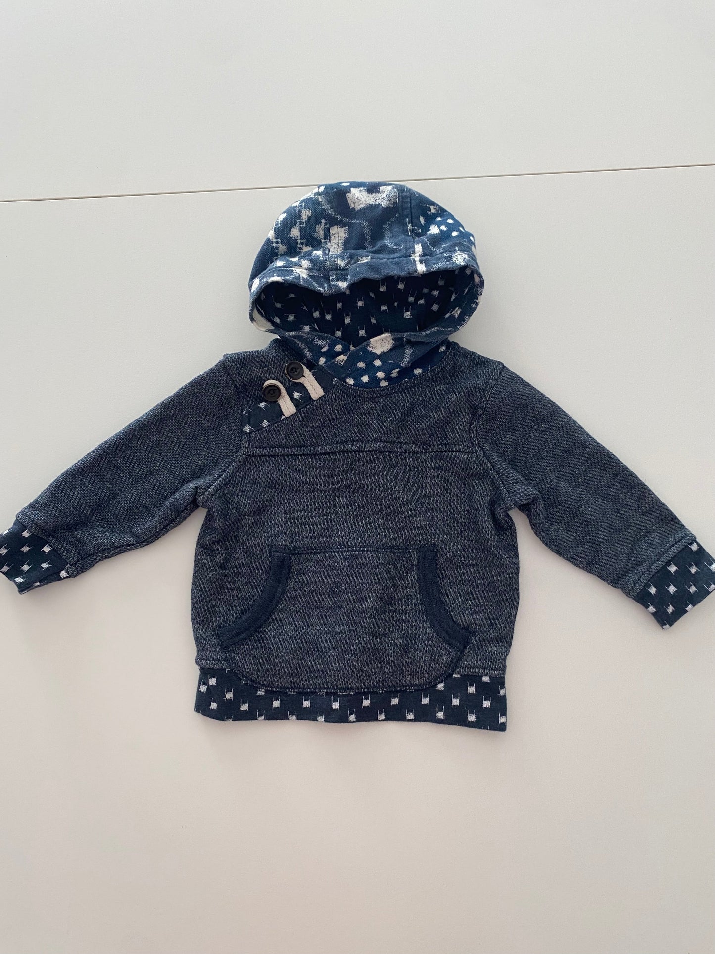 #117- Boys 12M, Genuine Kids navy hooded sweatshirt, VGUC,*reduced*