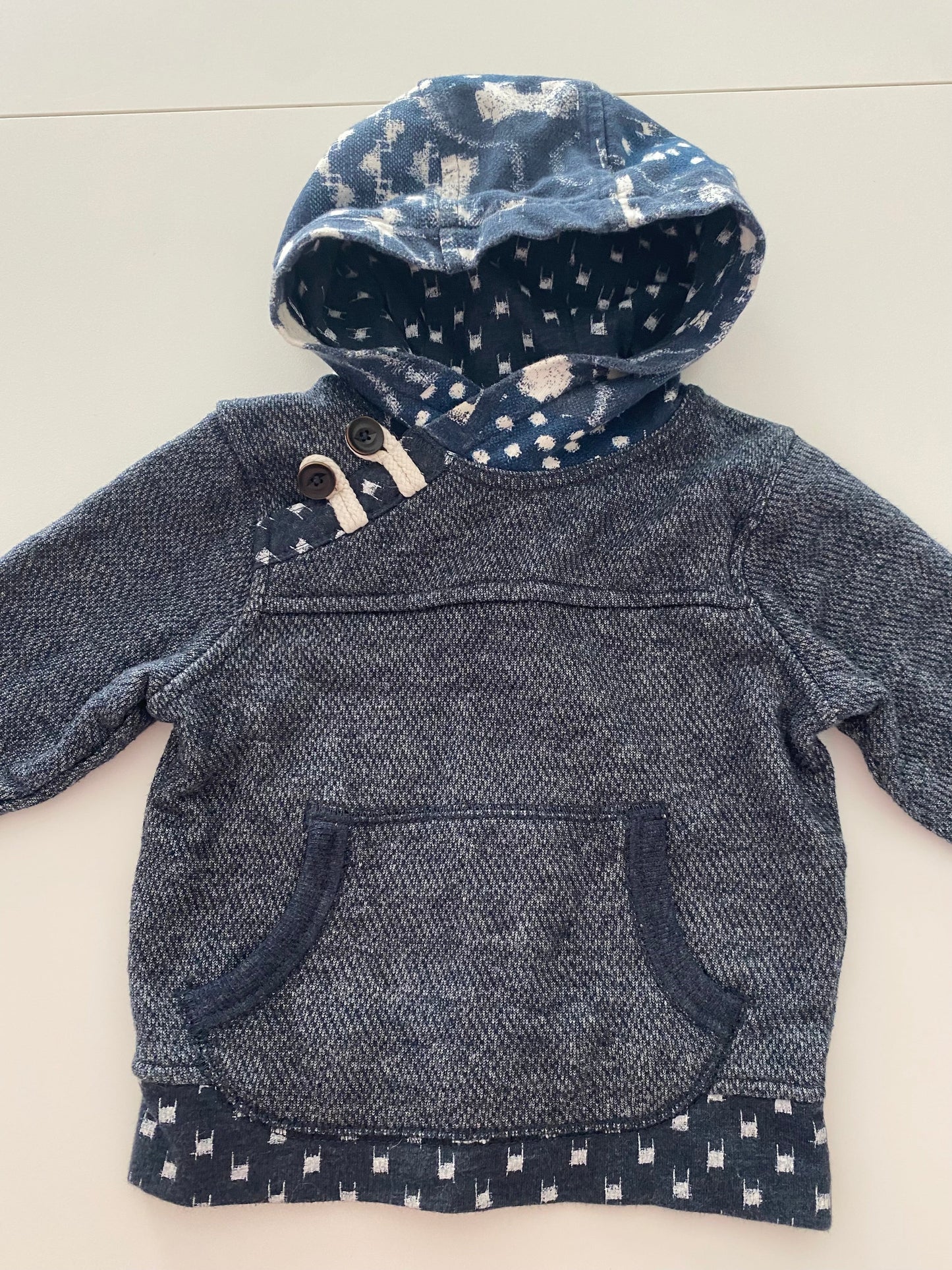 #117- Boys 12M, Genuine Kids navy hooded sweatshirt, VGUC,*reduced*