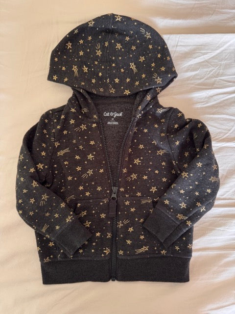 #127 Cat & Jack Star Zip Hoodie Girls 2T
